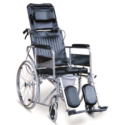 #JL609GCU – Reclining Commode Wheelchair With U Seat Panel, Detachable Armrests & Detachable Elevating Footrests​