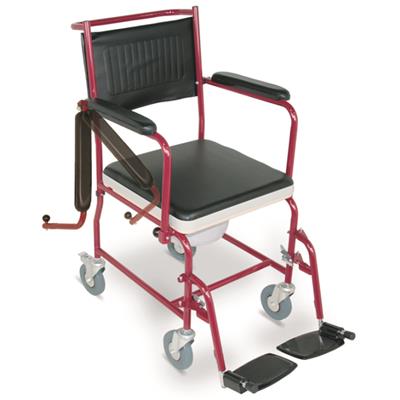 #JL692 – Commode Wheelchair With Flip Down Armrests & Detachable Footrests