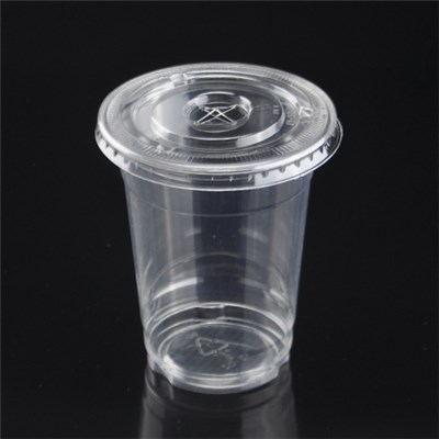 12oz/375ml PET Clear disposable cups with dome lid/flat lid for juice, 90*57*110mm