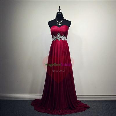 Wine Red Chiffon Prom Dresses P1519