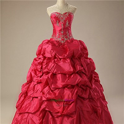 Pink Taffeta Ball Gown Dresses QD1607