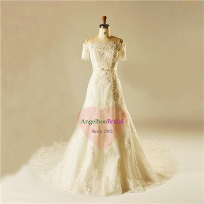 A Line Lace Applique Bridal Dresses WD1553