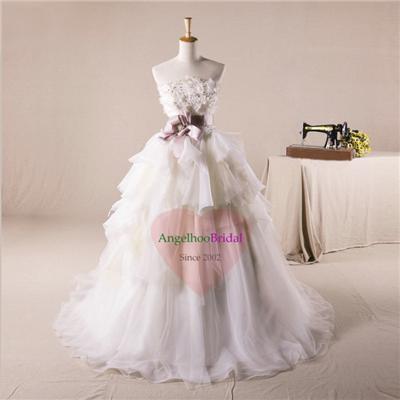 Asymmetrical Ruffled Organza Wedding Dresses WD1546