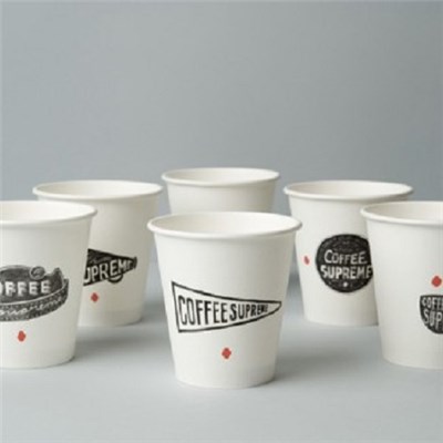 Cold drinking paper cup white with print