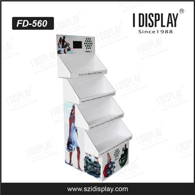 Custom Corrugated Cardboard 2 Tiers Carton Stand Display Box For LED Retailing