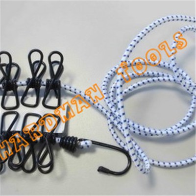 Elastic Bungee Cord with Metal Clips for Clothesline