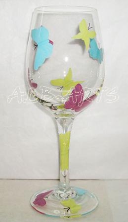 hand painted glass cups / Martini / Cocktail / Wine cups
