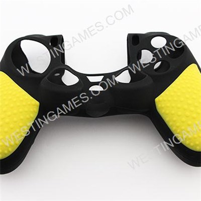 Black Silicone Protective Case With Particle Grip For Ps4 Dualshock 4 Controllers - Yellow