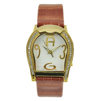 Unique Men's Brass Watch With Leather Band