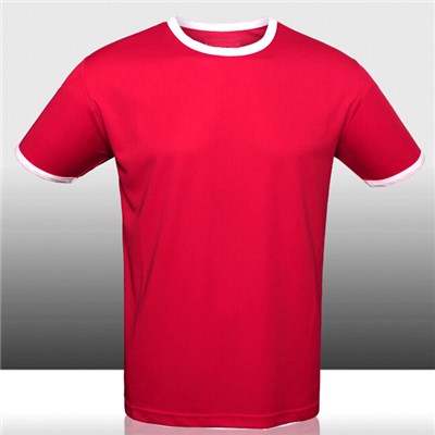 100% Polyester Men Red Dry Fit Short Sleeve T-shirt