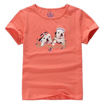 100% Cotton Cartoon Logo O Neck Girls Kids Tee Shirt
