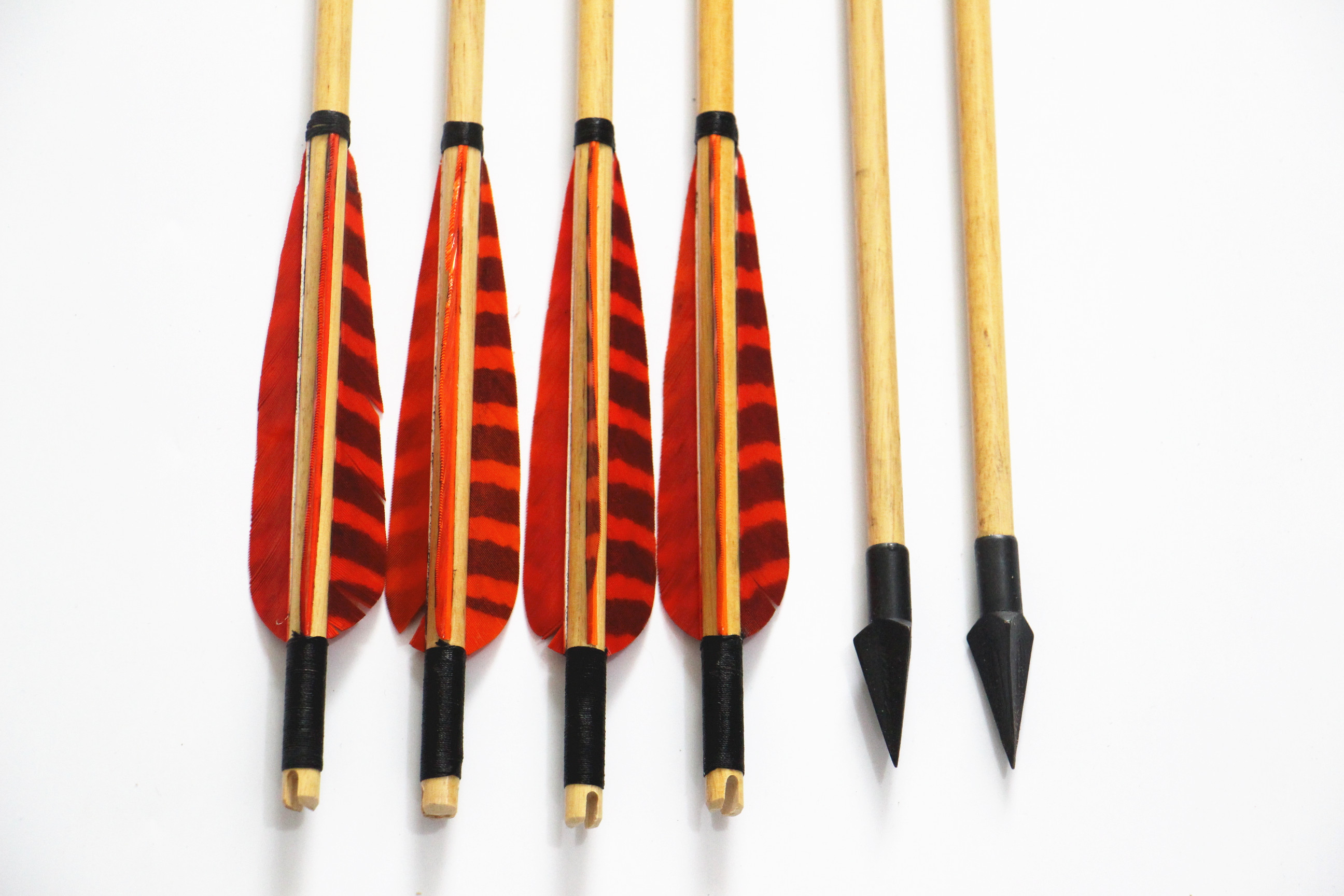 Traditional Archery Handmade Wooden Arrows Shield Wing Self Nocks