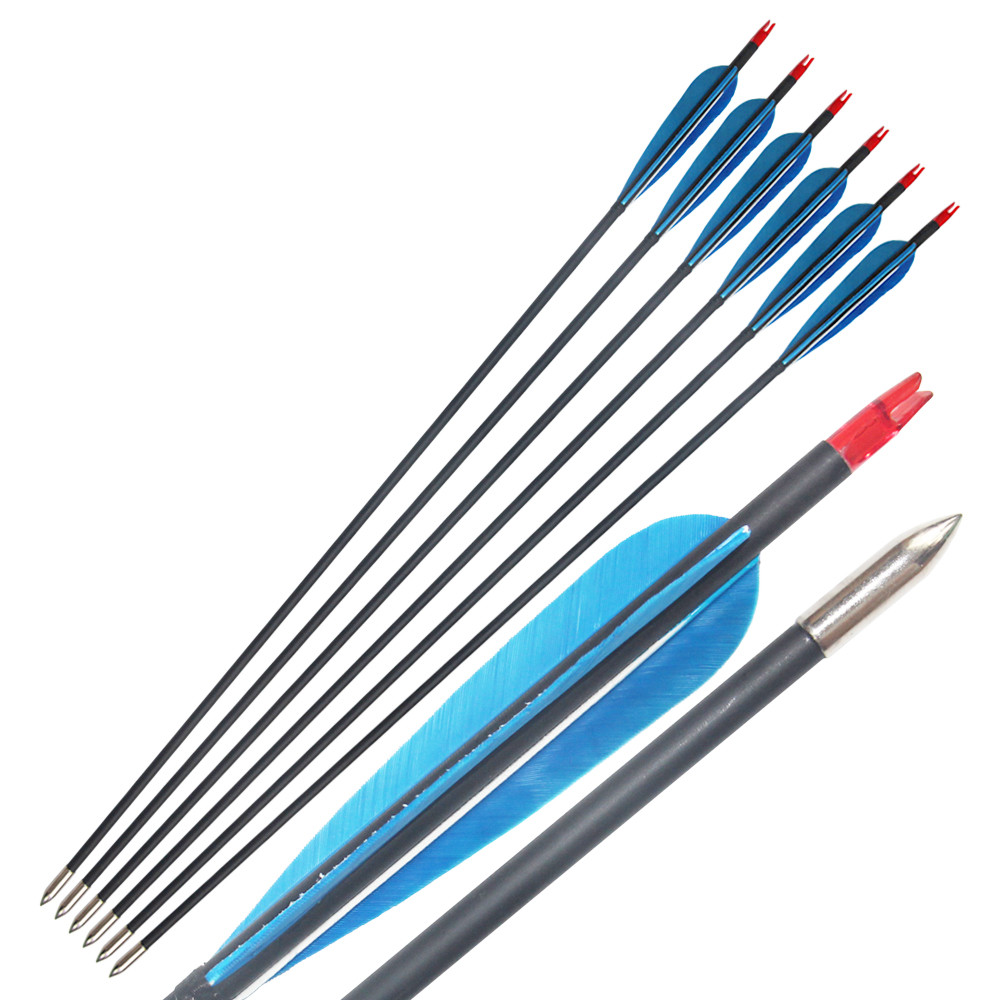 31 Carbon Arrows Blue Turkey Feather for Hunting Archery Recurve and Compound Bows