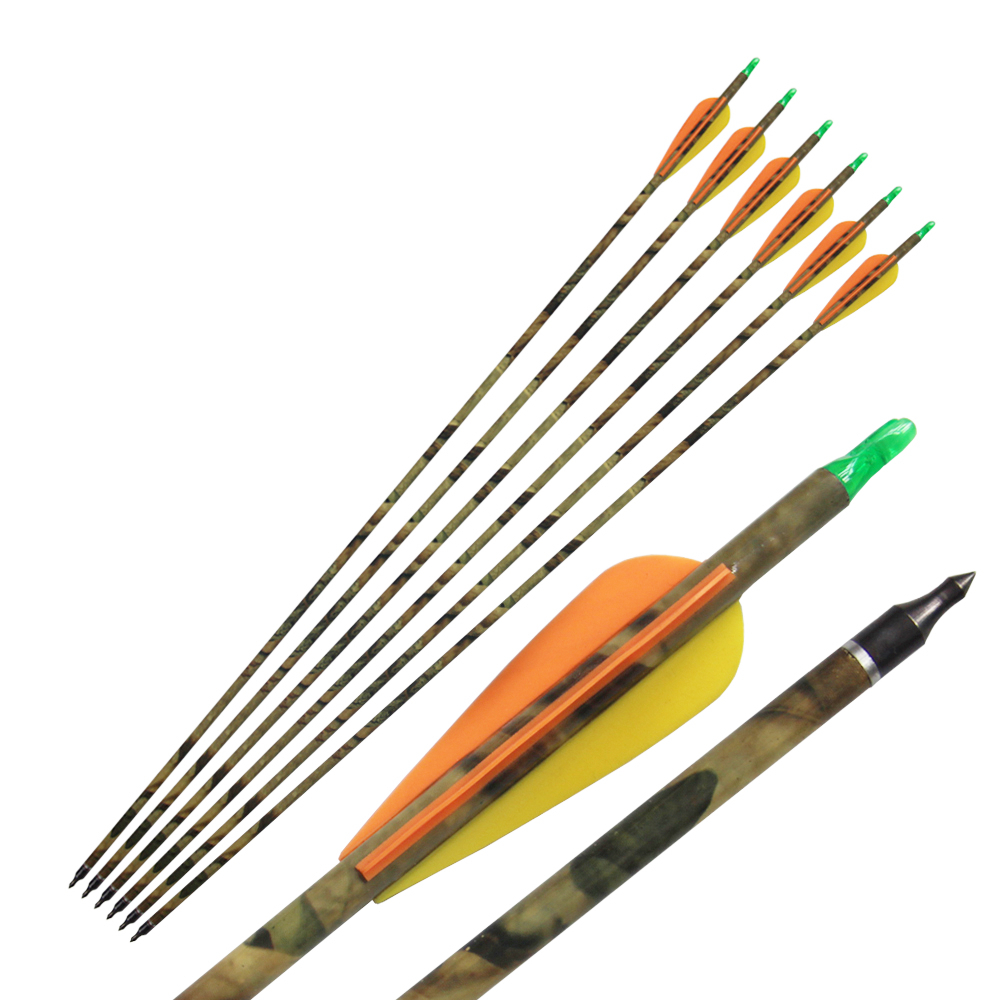 31\'\' Camo Carbon Shaft Arrows for Compound Bow Hunting Shooting