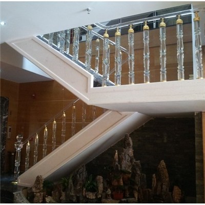 Round Design Crystal Glass Stair Balusters For Home Decoration