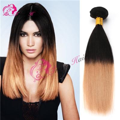 Silk Straight Unprocessed Virgin Ombre Color Malaysian Human Hair Weave