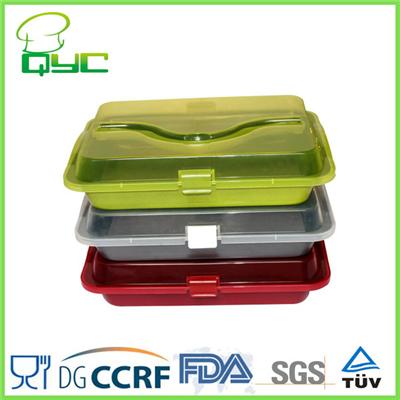 Non-Stick Carbon Steel Colorful Coating Cake Tin With Carrier