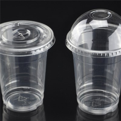 Disposable Customized Plastic Clear Juice Pet Cup with Dome Lid
