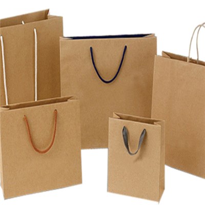 Customizable Brown Kraft Paper Cotton Nylon String Carrier Paper Bags Can Print LOGO