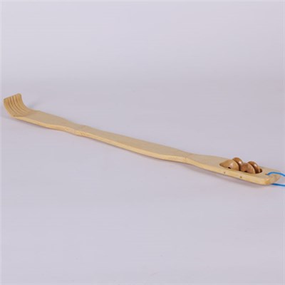 bamboo back-scratcher with four massage beads
