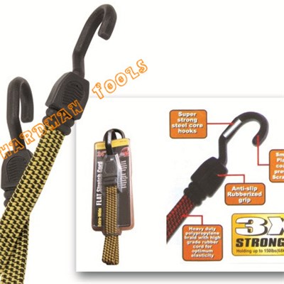 3x Stronger Heavy Duty Flat Bungee Cord with Injection Steel Hooks 