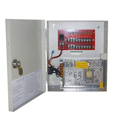 12VDC 10Amp 9 Ch CCTV Power Supply With Lock On Door (12VDC10A9PL)