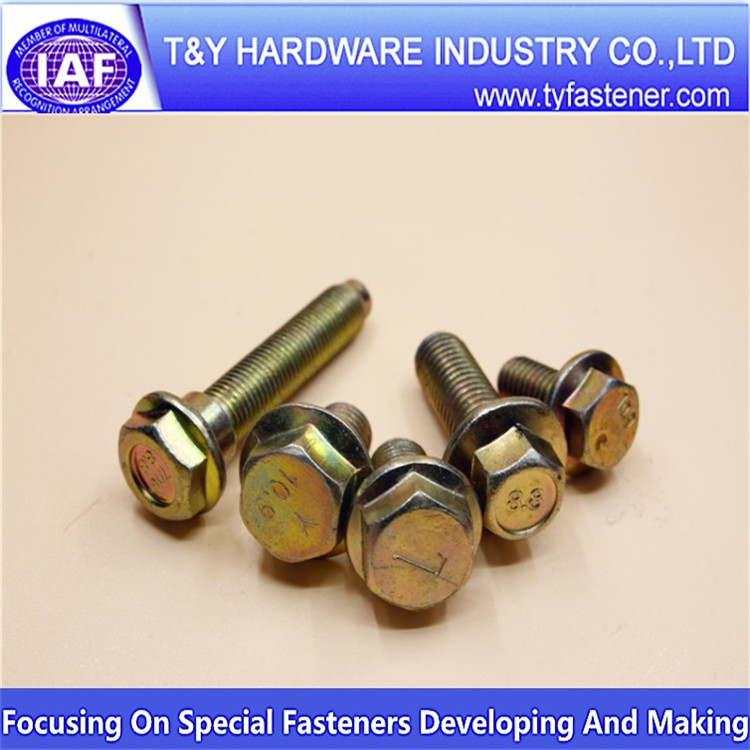 Hexagon head flange bolts , DIN933/931 H.D.G / Galvanized with black /yellow zinc plated/blue white