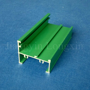 Aluminum profile for sliding door with green powder coating