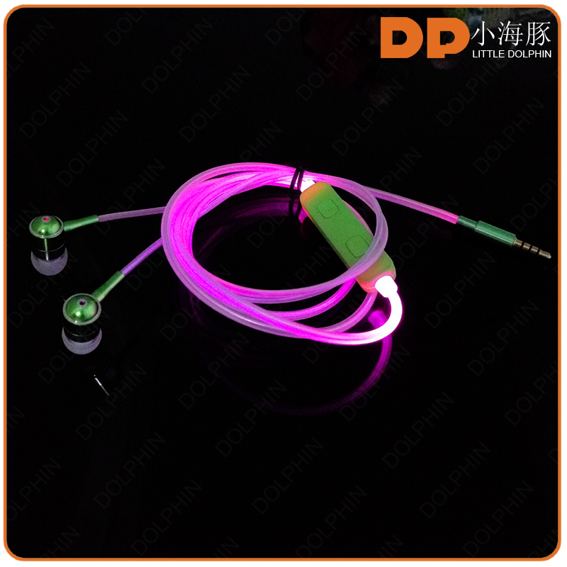 gadgets metal glowing earbuds flash light LED earphone with mic