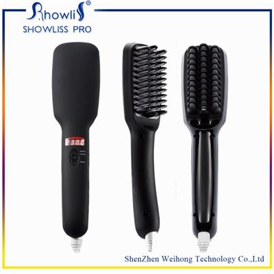 Factory Wholesale 2 In 1 Anion LCD Hair Straightener Brush