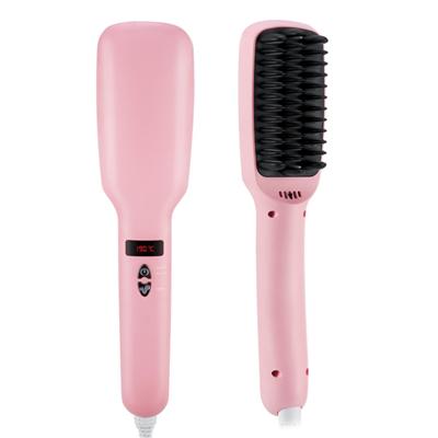 Anti Static Pink Ionic Hair Straightener Brush With Quick Styling