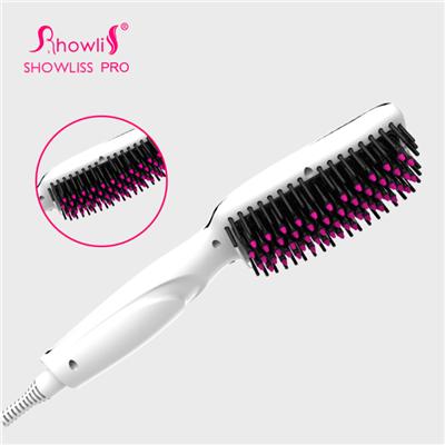 White LED Hair Straightener Comb With High Temperature Nylon Brush Teeth