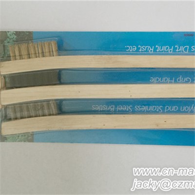 Mini Wooden Handle Wire Brushes Set Package