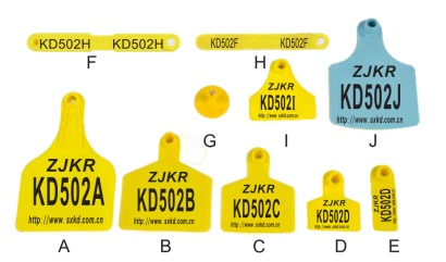 Red Yellow Blue Orange Ear Tag With Laser Printing   A:76×120mm.B:72mm×82mm