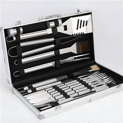 24PCS Stainless Steel BBQ Grill Tools BOX