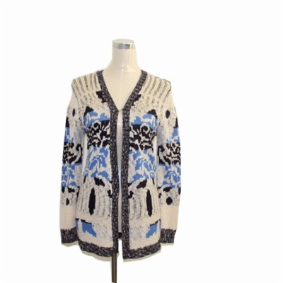 Blended Embroidered Pattern Wrap Sweater