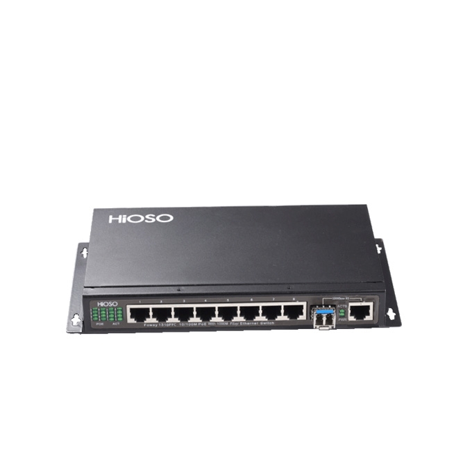PoE switch with  8 100M POE + 2 100/1000M Combo (SFP/TP) Uplink