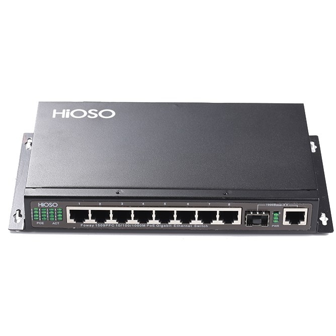PoE Switch with 8 100/1000M TP + 1 1000M Combo uplink