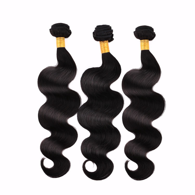 Virgin-Indian hair body wave extensions 3 bundles natural black 300g
