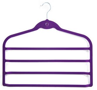  unique purple scarf hanger colorful durable velvet coated hangers space saver antislip scarf hanger with four Lines