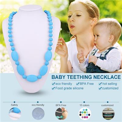 China Manufacturer Silicone Wholesale BPA Free Food Grade Beaded Baby Teething Pendant Necklace