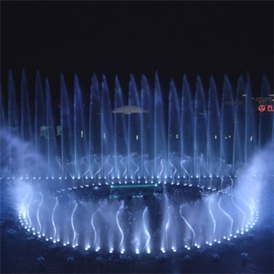 Beautiful Water Fountain Show In The Theme Park