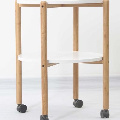 Bamboo Storage Desk With Wheel