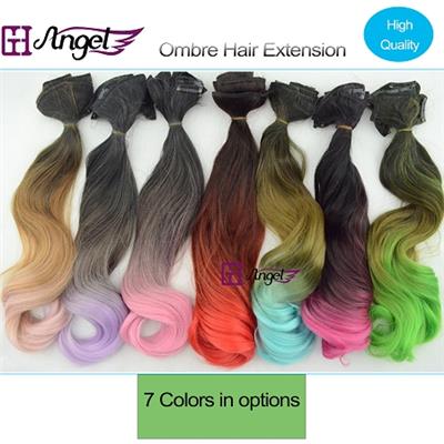 Ombre Synthetic Clip In Hair Wavy Clip In Hair Extensions