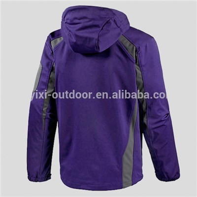 Mens Purple Winter Running Softshell Jackets With Hood