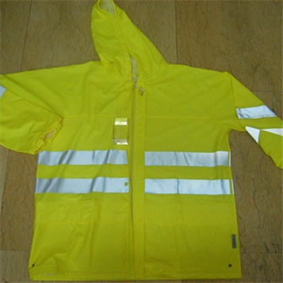 YJ-6050 Fluorescent Green PU Motorcycle Rain Gear Jacket Coat Rainwear