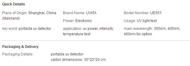 High precision 365nm, 405nm, 450nm portable uv detector,UV light intensity detector.