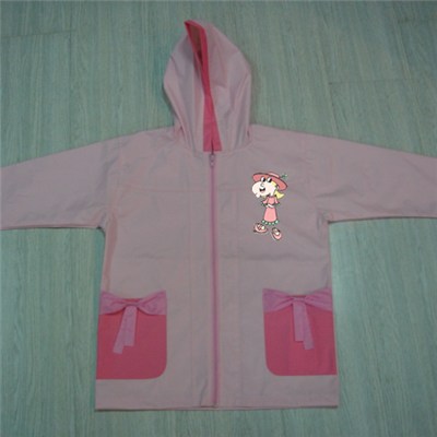 YJ-1142 Pink Summer Hiking Thin Rain Jacket For Toddler Girls With Hood