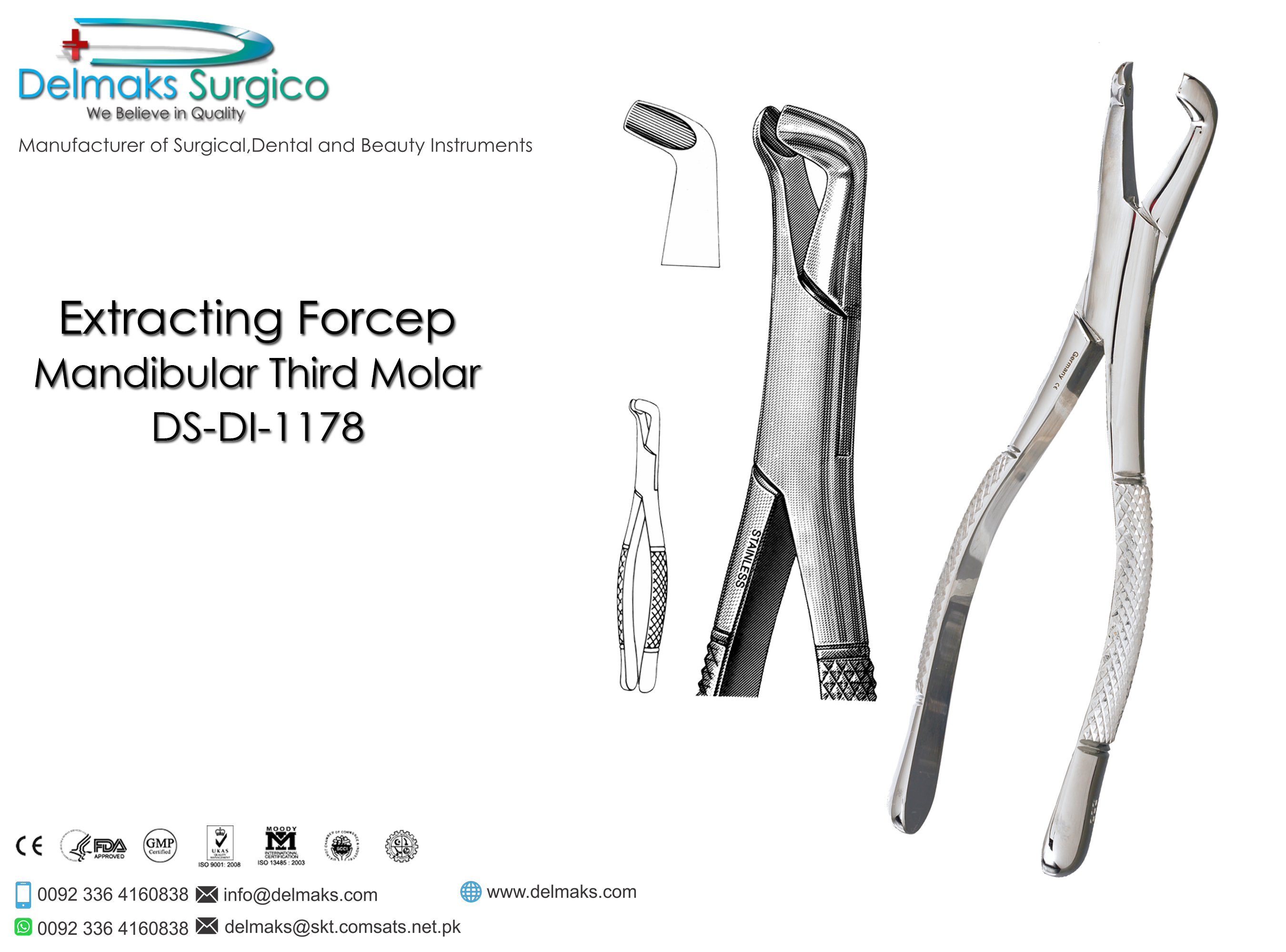 Extracting Forceps (Mandibular Third Molars)-Oral and Maxillofacial Surgery Instruments-Dental Instruments-Delmaks Surgico 