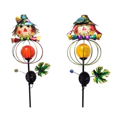 Solar-powered Metal And Color Glass Autumn Harvest Garden Stake, Yard Outdoor Art Décor